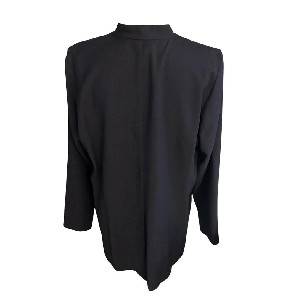 Eileen Fisher Mandarin  Collar Button Front Black Blazer Womens‎ Size PL